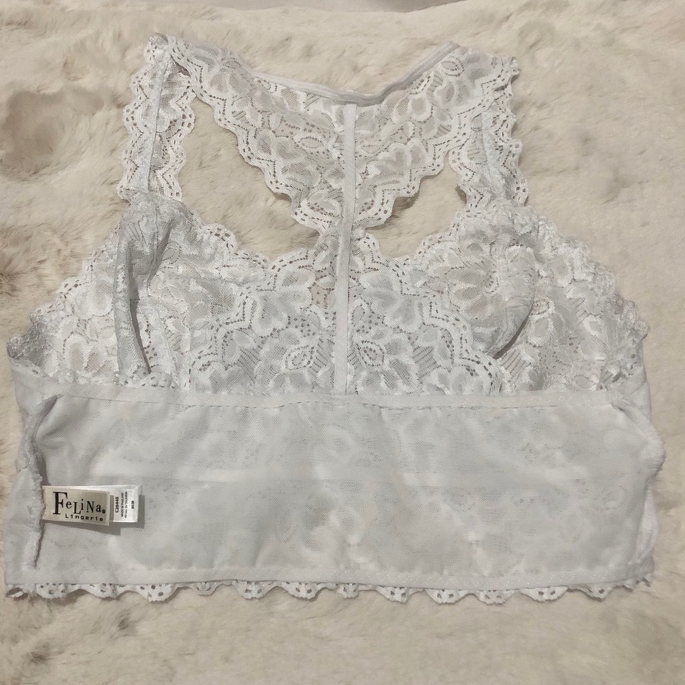 Bralette White Lace Racerback - Picture 7 of 8